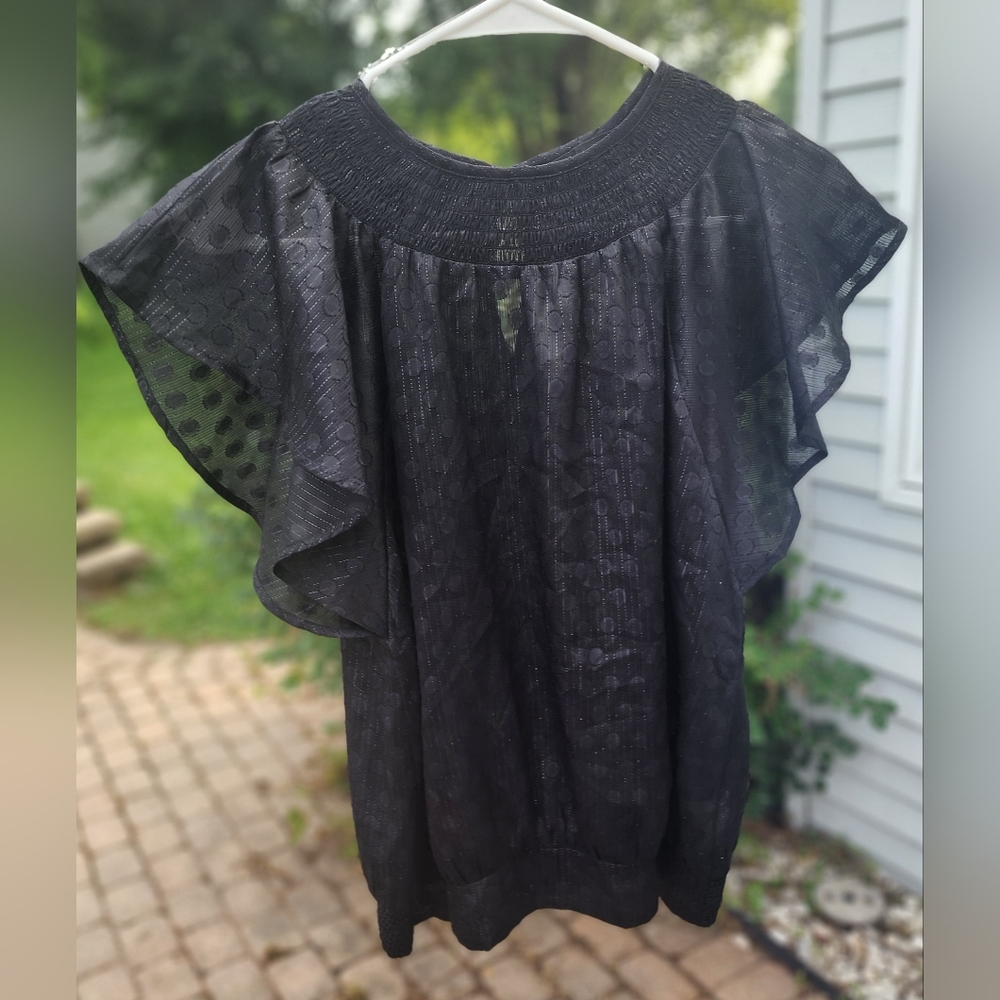 NWOT Elegant Black Sheer Blouse